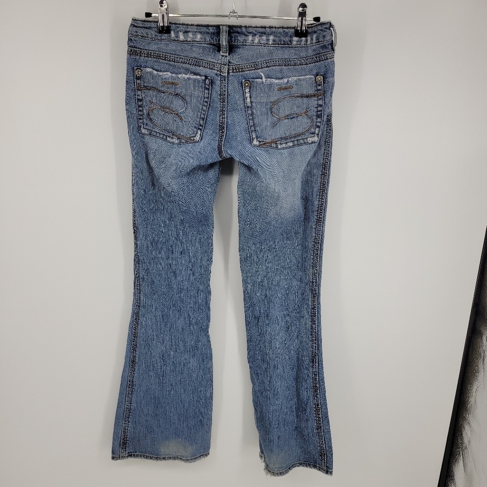 Silver Jeans Womens Element Flare Faded‎ Distressed Jeans Size 27 - Picture 4 of 16